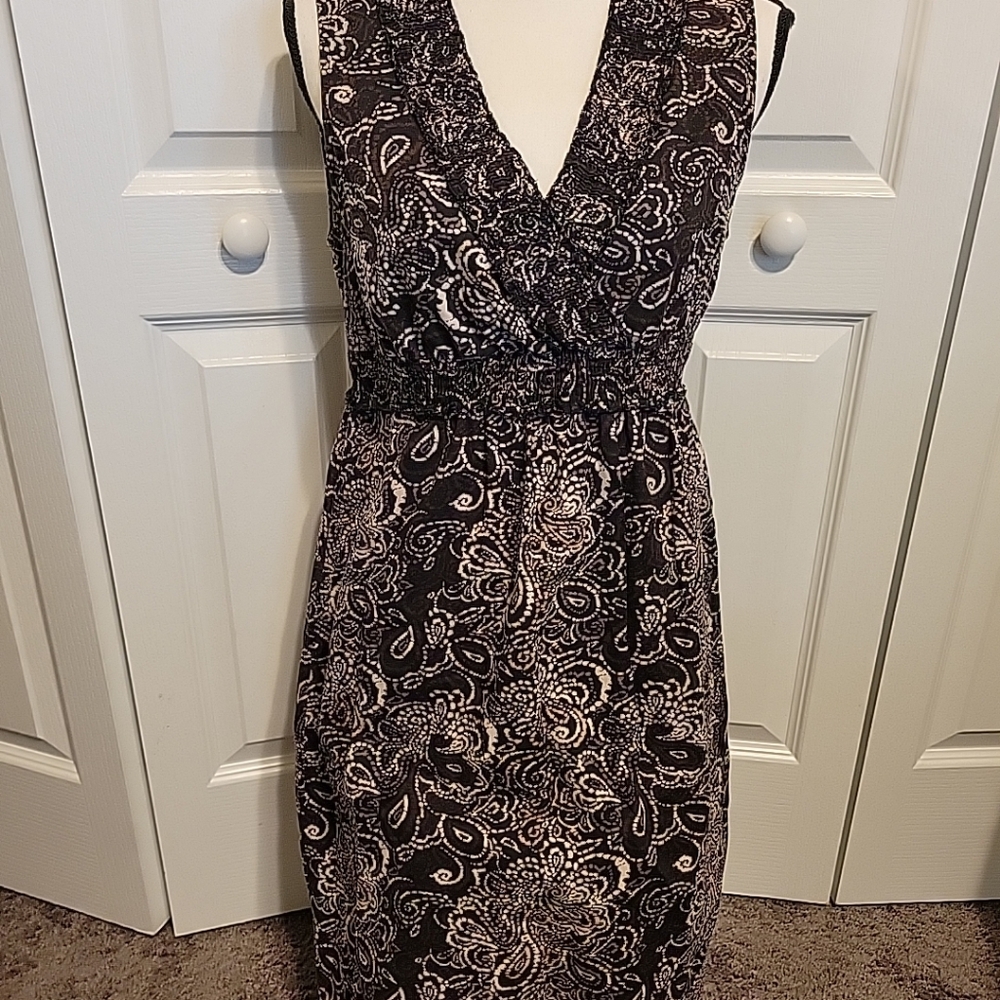 Sonoma Brown And Tan Paisley Dress Small